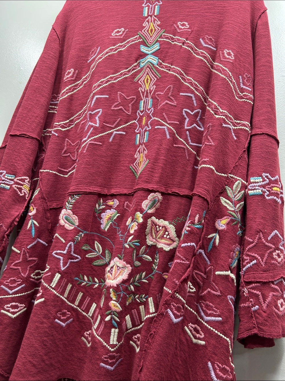 Coldwater Creek Burgundy Oversized Floral Embroidered Cardigan - Picture 13 of 14